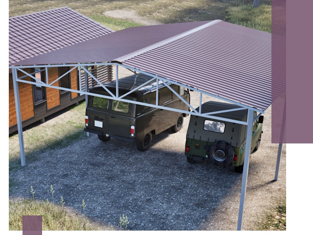 Двускатные навесы под ключ в Таре — изготовление и монтаж